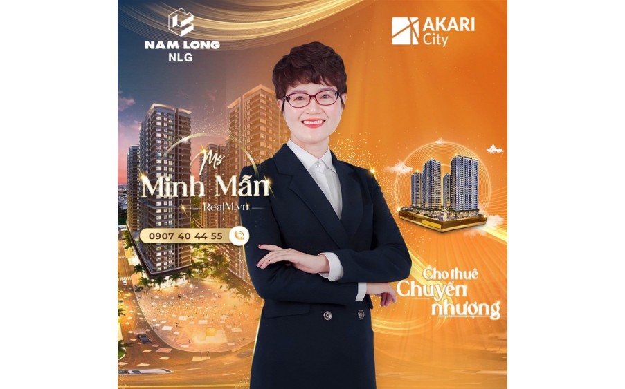 BÁN LỖ CĂN HỘ AKARI NAM LONG, VIEW THÀNH PHỐ, VAY LÃI SUẤT
THẤP, PHÁP LÝ RÕ RÀNG. LH: 0907404455