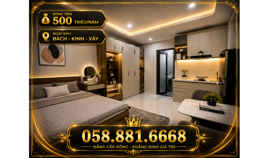 Dòng tiền 500tr/năm, giá nhỉnh 10 tỉ, ngay khu vực Bách - Kinh - Xây